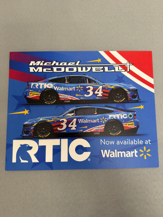 Michael McDowell #34 2024 Walmart Rtic Nascar Hero Card