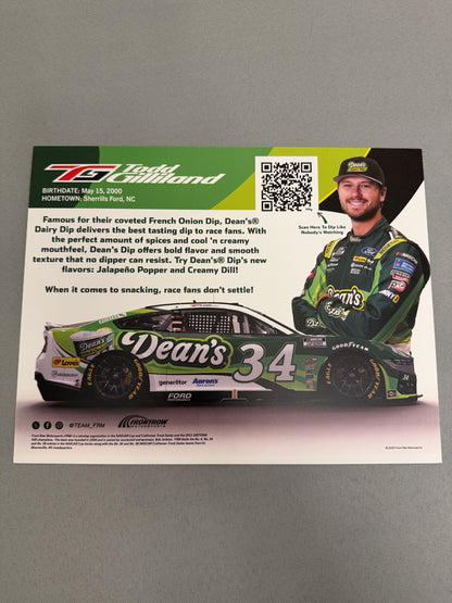 Todd Gilliland #34 2025 Deans Dairy Dip Nascar Hero Card