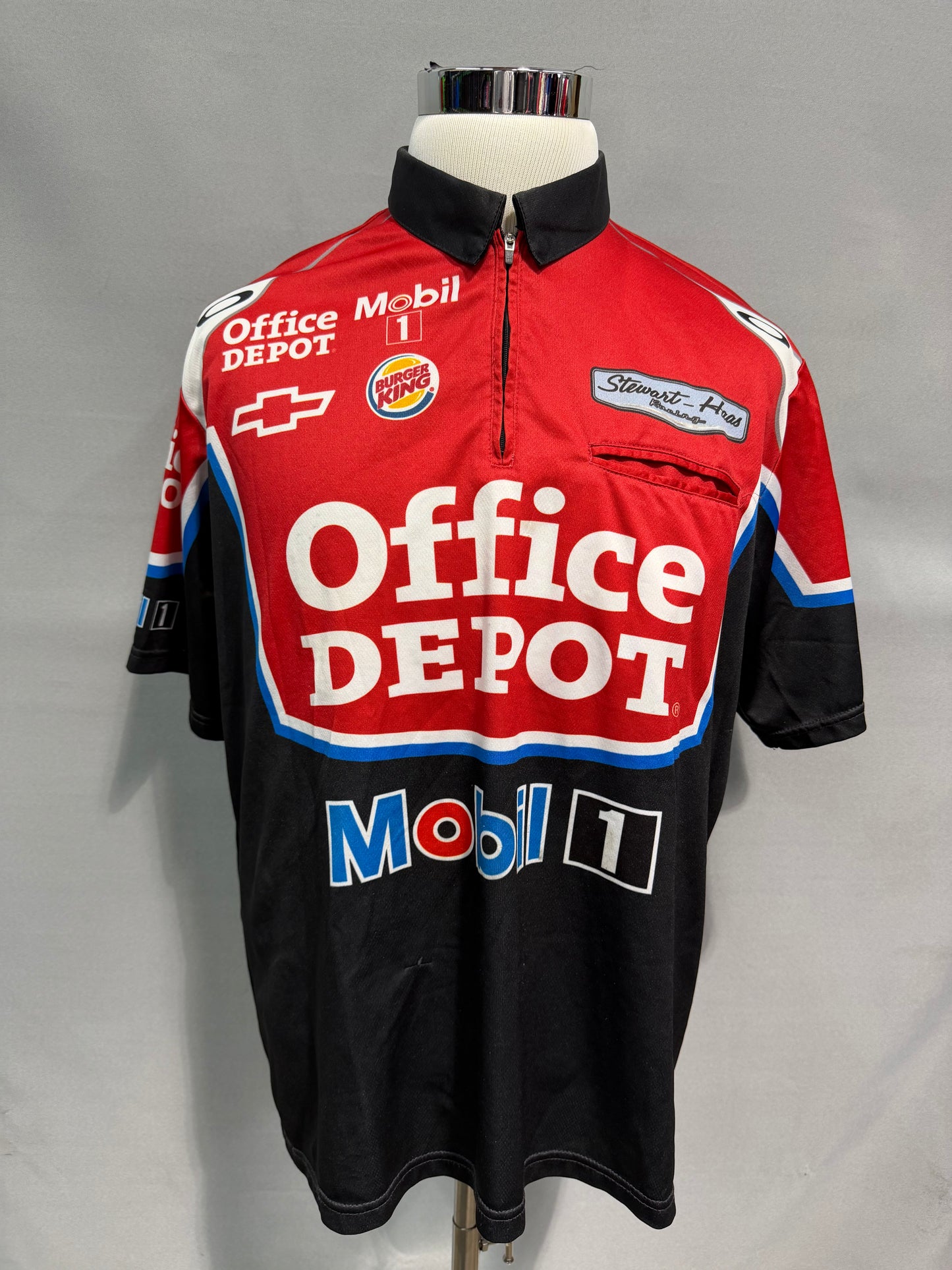 Tony Stewart #14 Office Depot Mobil 1 Nascar Crew Shirt Size Large
