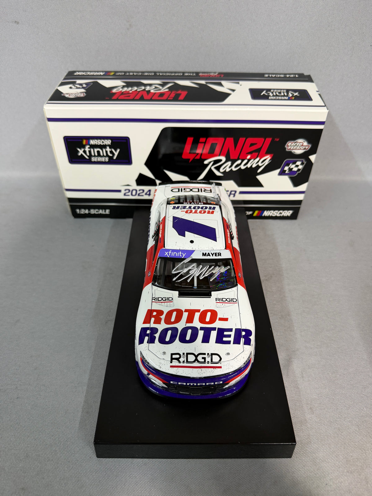 Sam Mayer #1 2024 Iowa Win Rotor Rooter Nascar Autographed Diecast