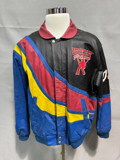 Buckshot Jones #00 Buckshot Racing Nascar Team Issued Leather Jacket Size Large
