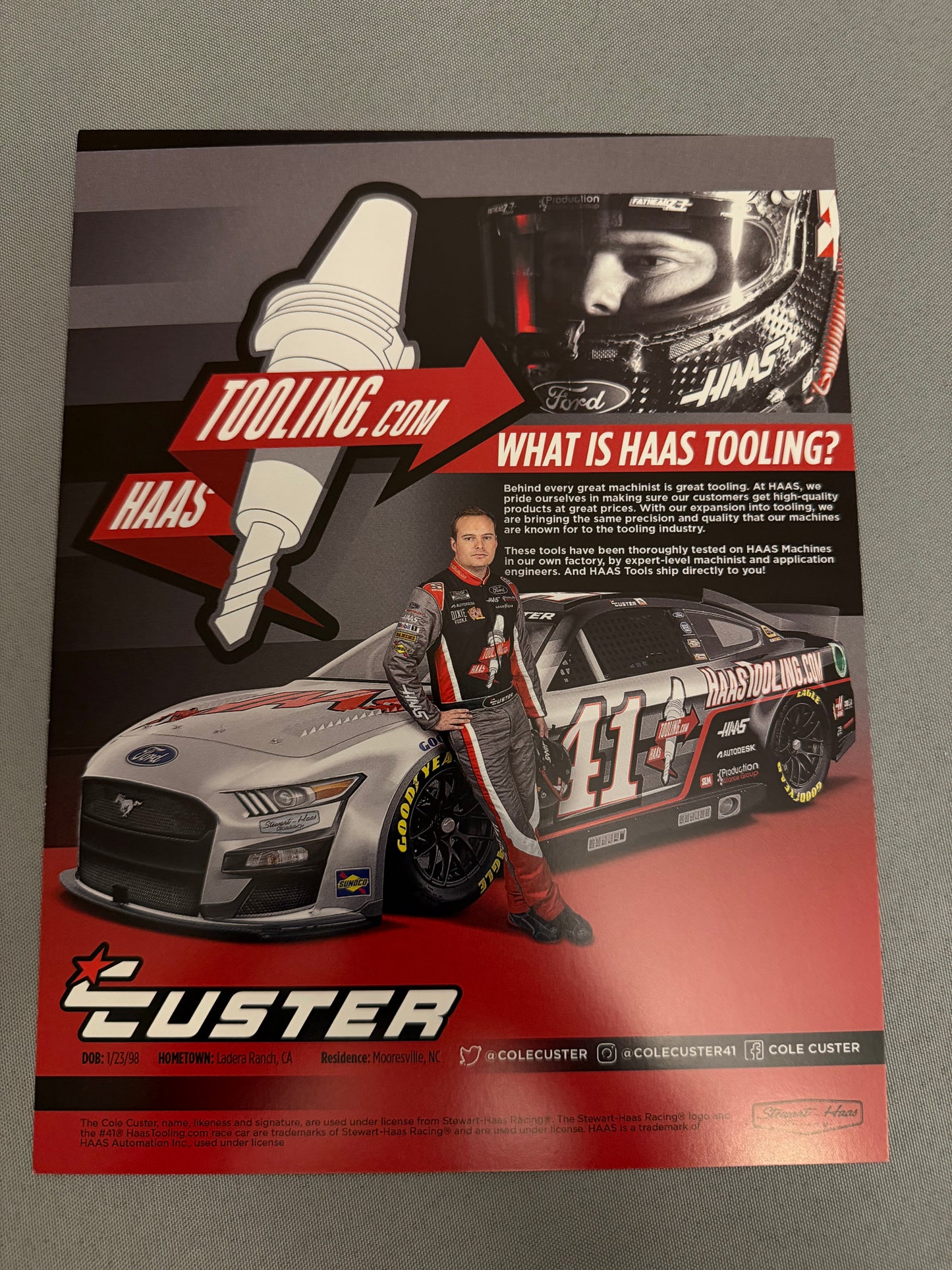 Cole Custer #41 2022 Haas Tooling Nascar Hero Card