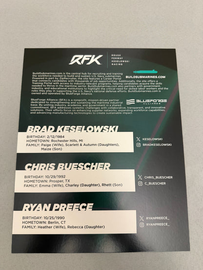 RFK Racing 2025 Build Submarines Nascar Hero Card