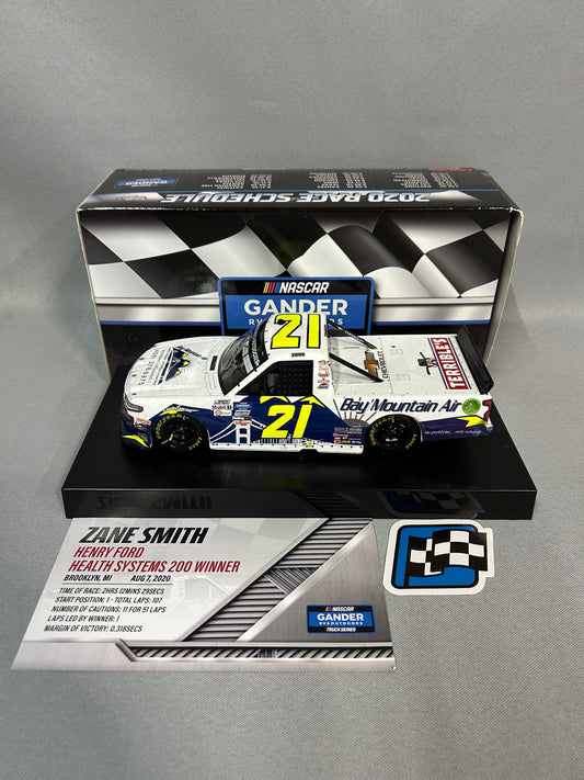Zane Smith #21 2020 Autographed Bay Mountain Air Michigan Win Nascar Diecast