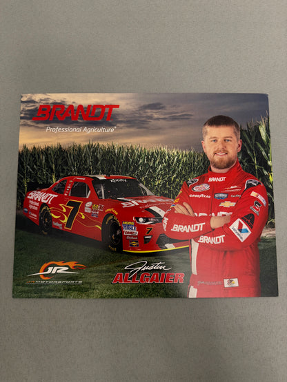 Justin Allgaier #7 2016 Brandt Nascar Hero Card