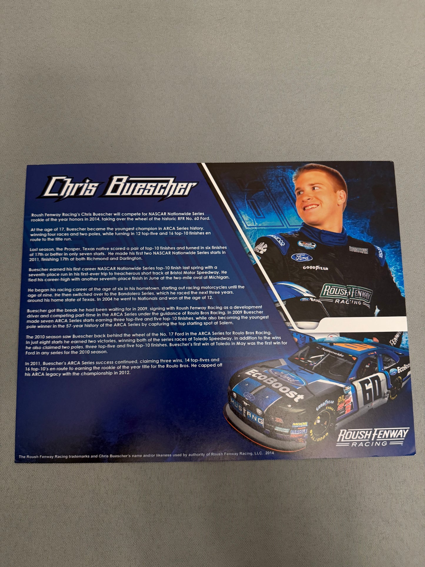 Chris Buescher #60 2014 Ecoboost Nascar Hero Card