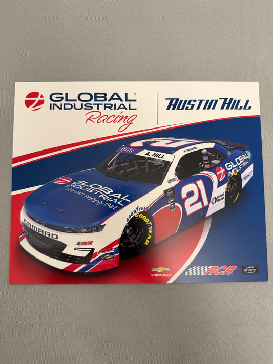 Austin Hill #21 2022 Global Industrial Nascar Hero Card