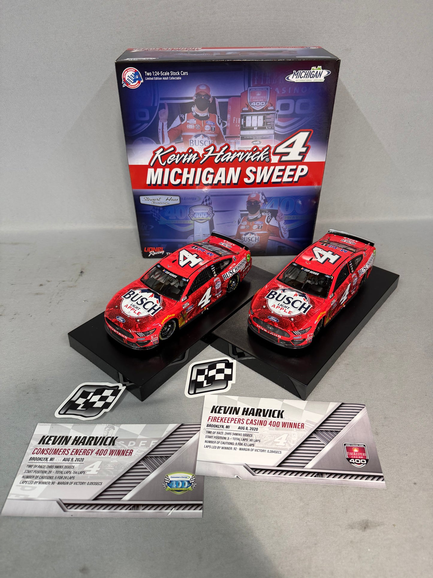 Kevin Harvick #4 2020 Michigan Win Busch Light Apple Elite Sweep Set Nascar Diecast