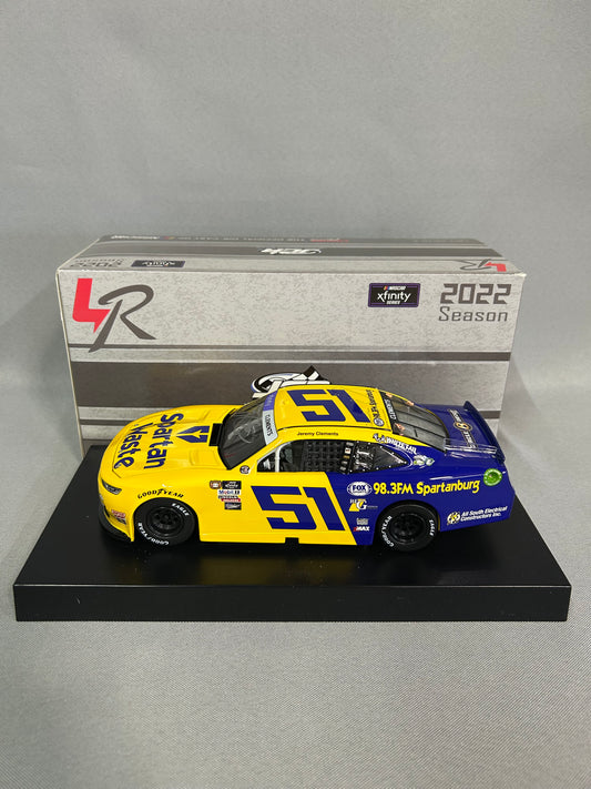 Jeremy Clements #51 2022 Autographed Spartan Waste Throwback Nascar Diecast