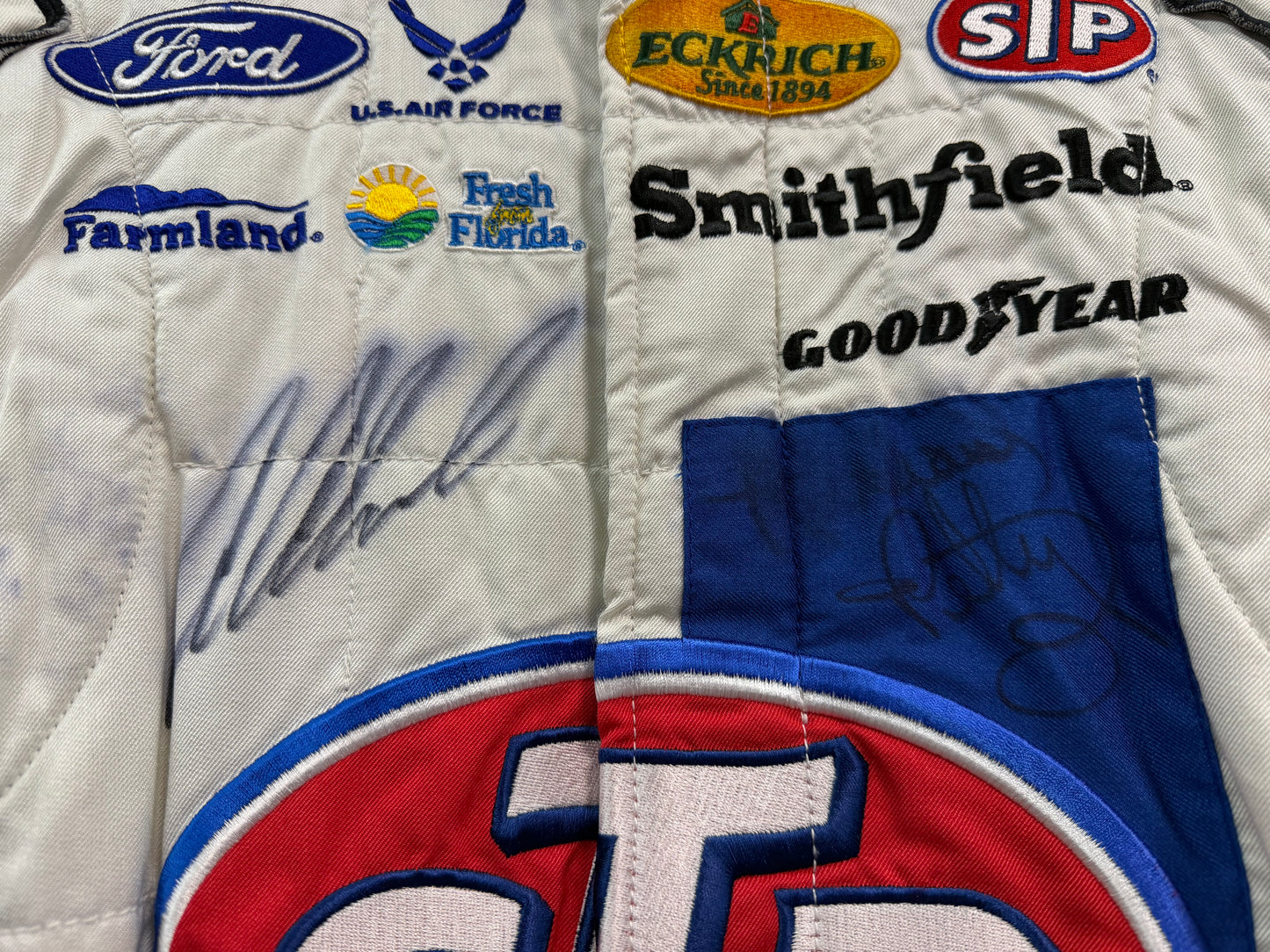 Aric Almirola #43 2015 Darlington STP Dual Autographed Nascar Driver Firesuit