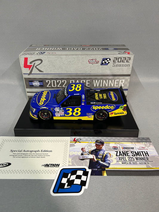 Zane Smith #38 2022 Autographed Speedco COTA Win Din 1 Nascar Diecast
