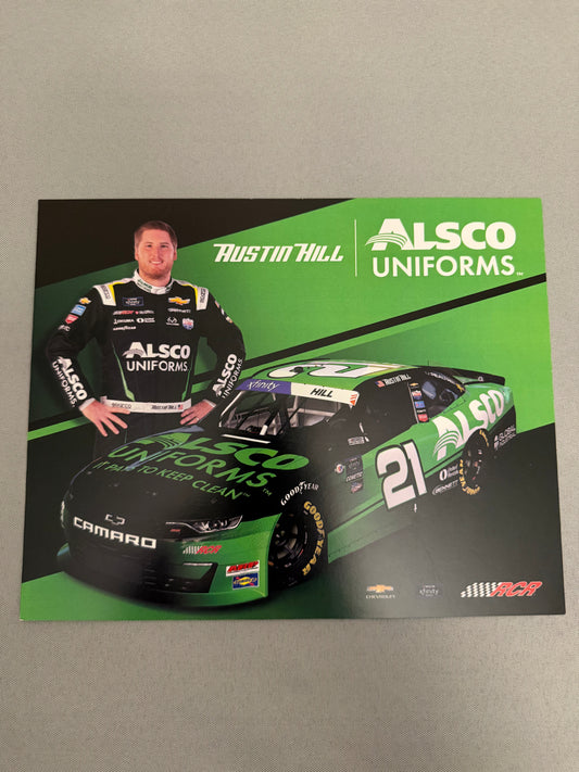 Austin Hill #21 2023 Alsco Uniforms Nascar Hero Card