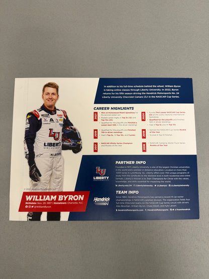 William Byron #24 2022 Liberty University Nascar Hero Card