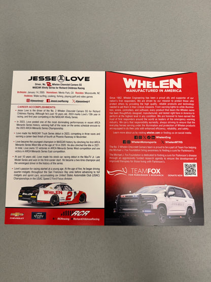 Jesse Love #2 2024 Whelen Nascar Hero Card