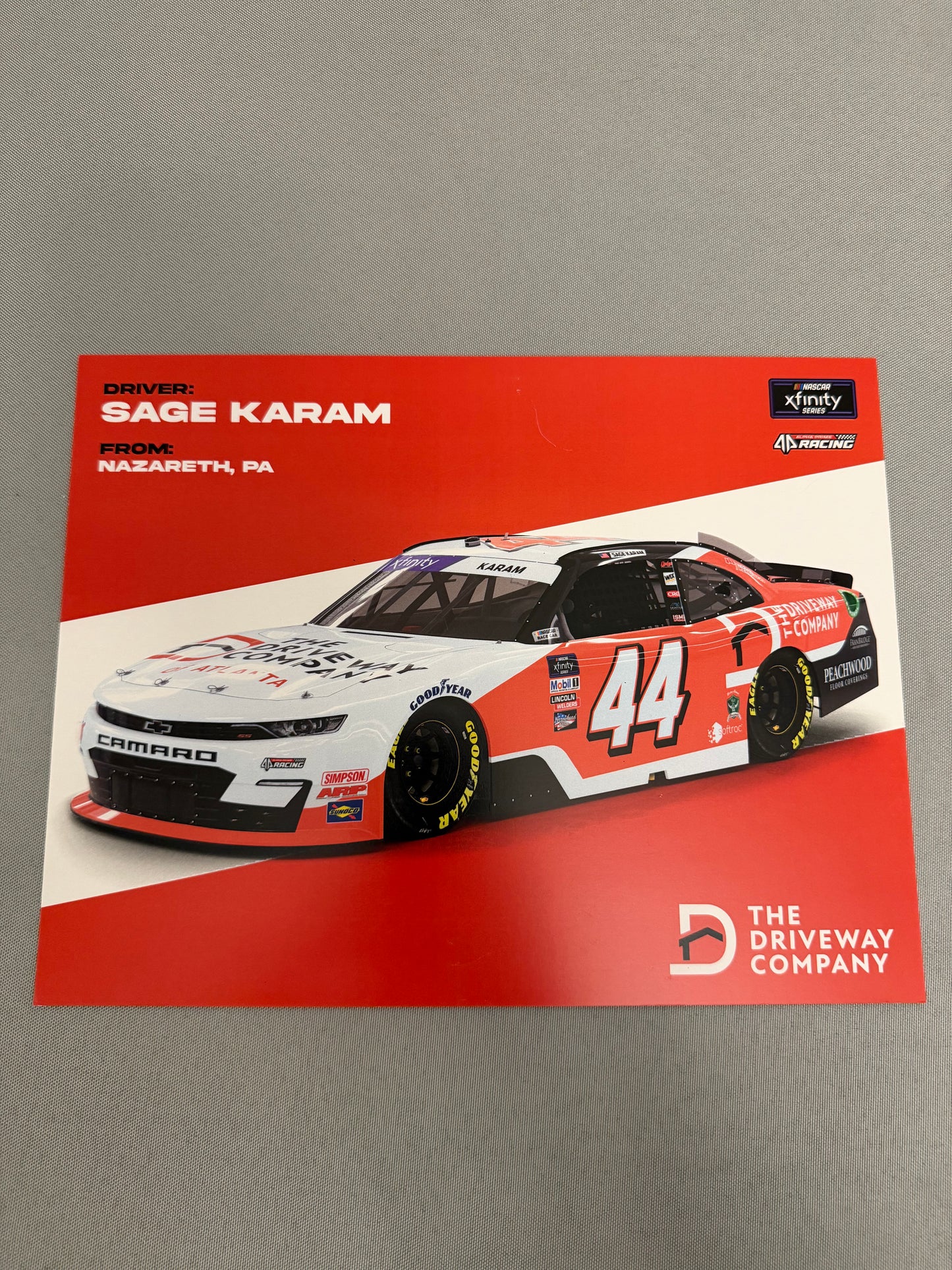 Sage Karam #44 2022 The Driveway Company Nascar Hero Card