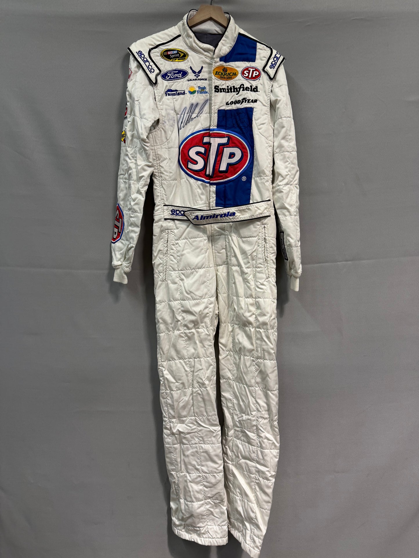 Aric Almirola #43 2015 Darlington STP Dual Autographed Nascar Driver Firesuit