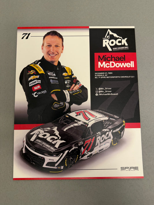 Michael McDowell #71 2025 Race The Rock Nascar Hero Card