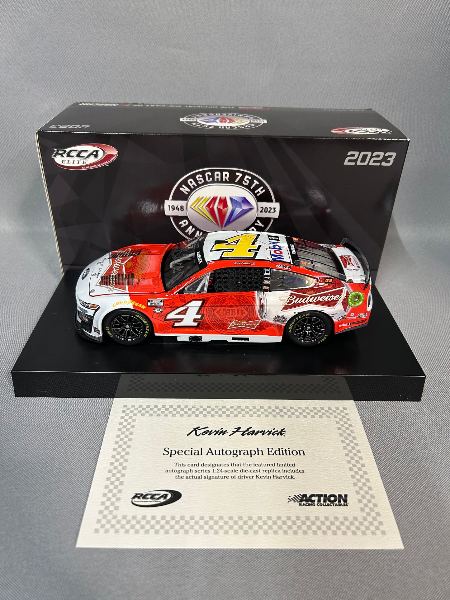 Kevin Harvick #4 2023 Autographed Budweiser Elite Nascar Diecast