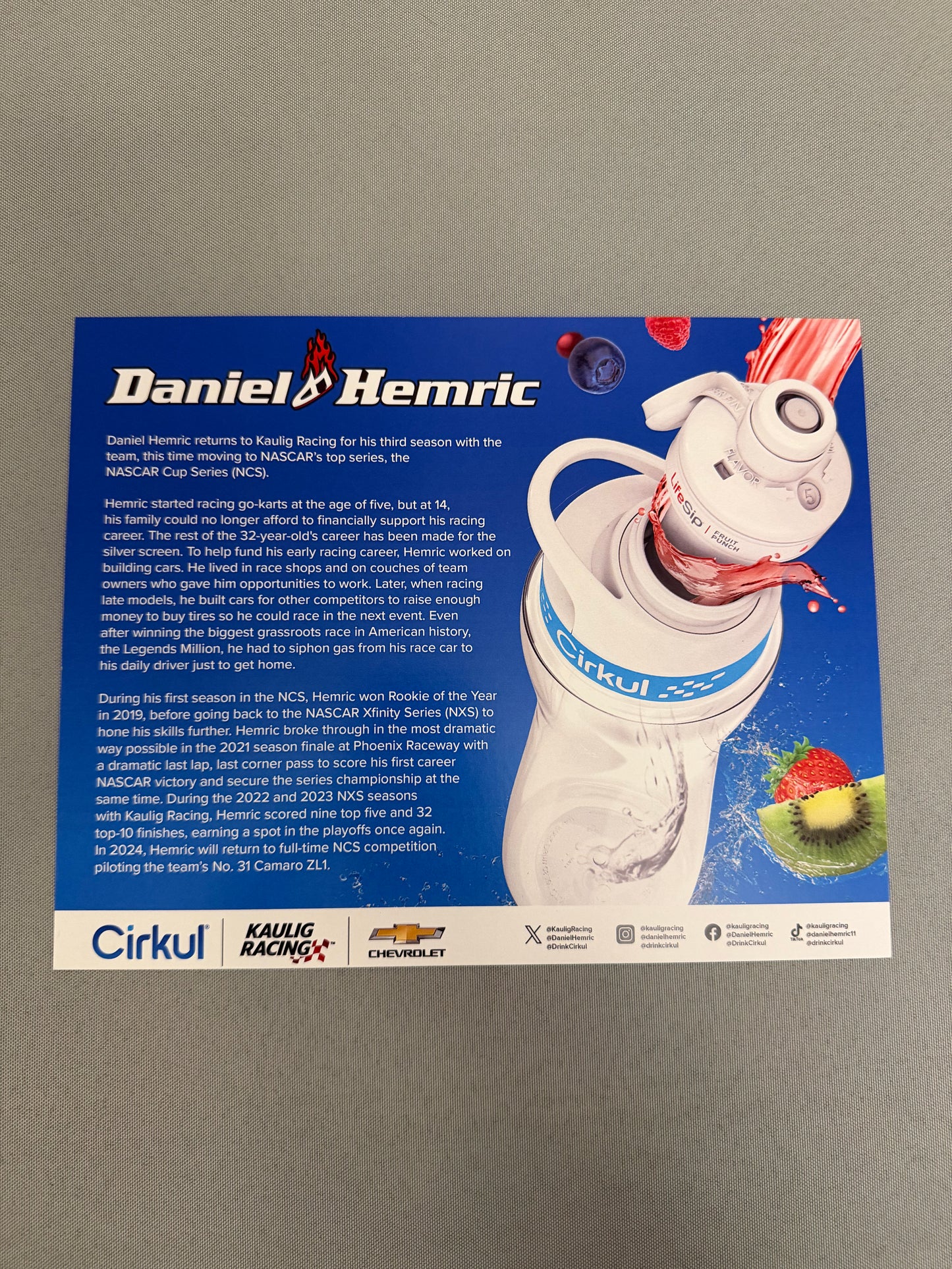 Daniel Hemric #31 2024 Cirkul Nascar Hero Card