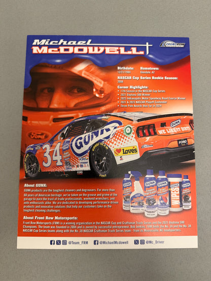 Michael McDowell #34 2024 Gunk Nascar Hero Card