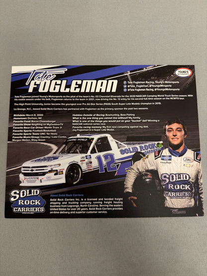 Tate Fogleman #12 2021 Solid Rock Nascar Hero Card