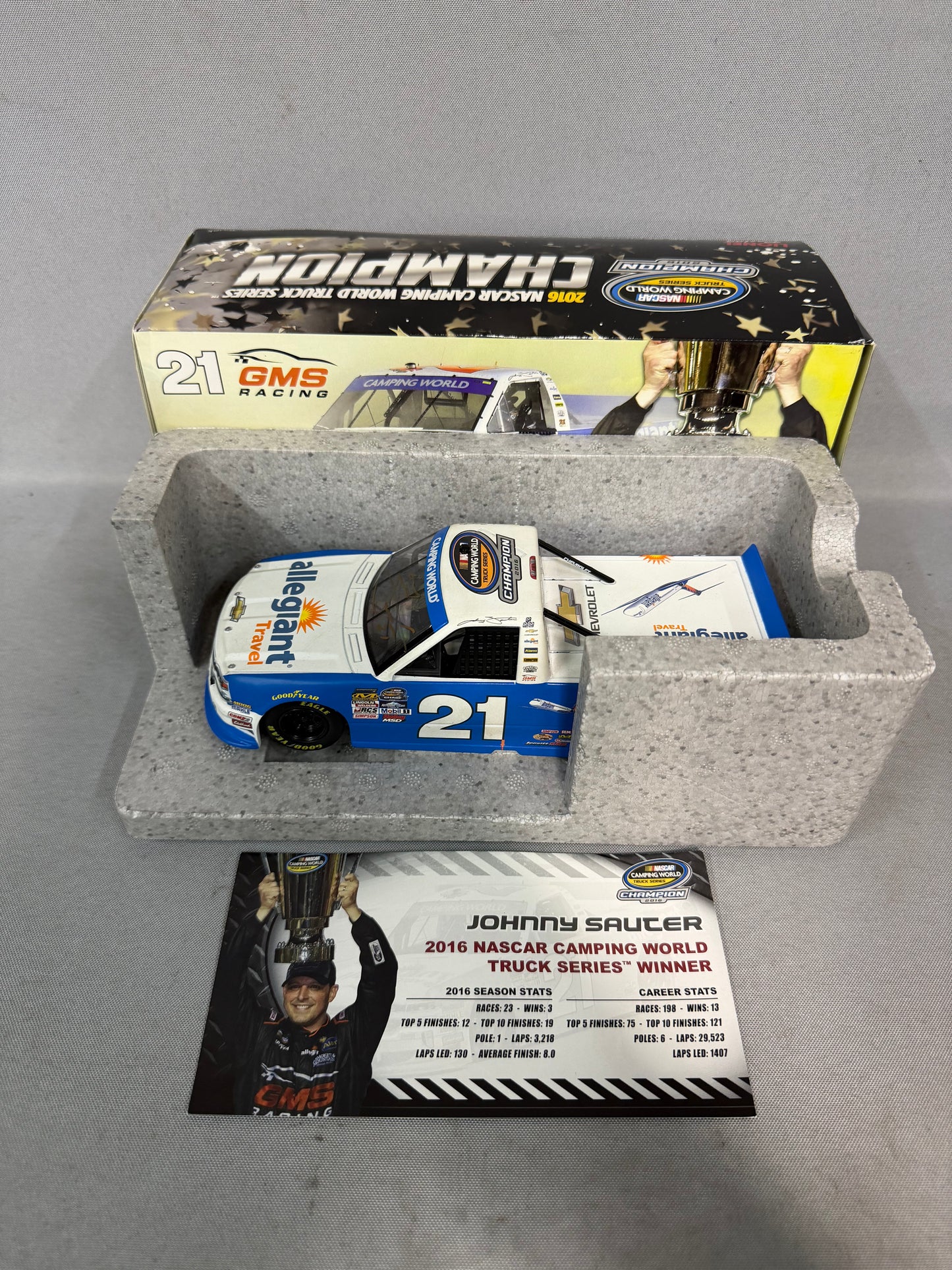 Johnny Sauter #21 2016 Allegiant Travel Champion Nascar Autographed Diecast