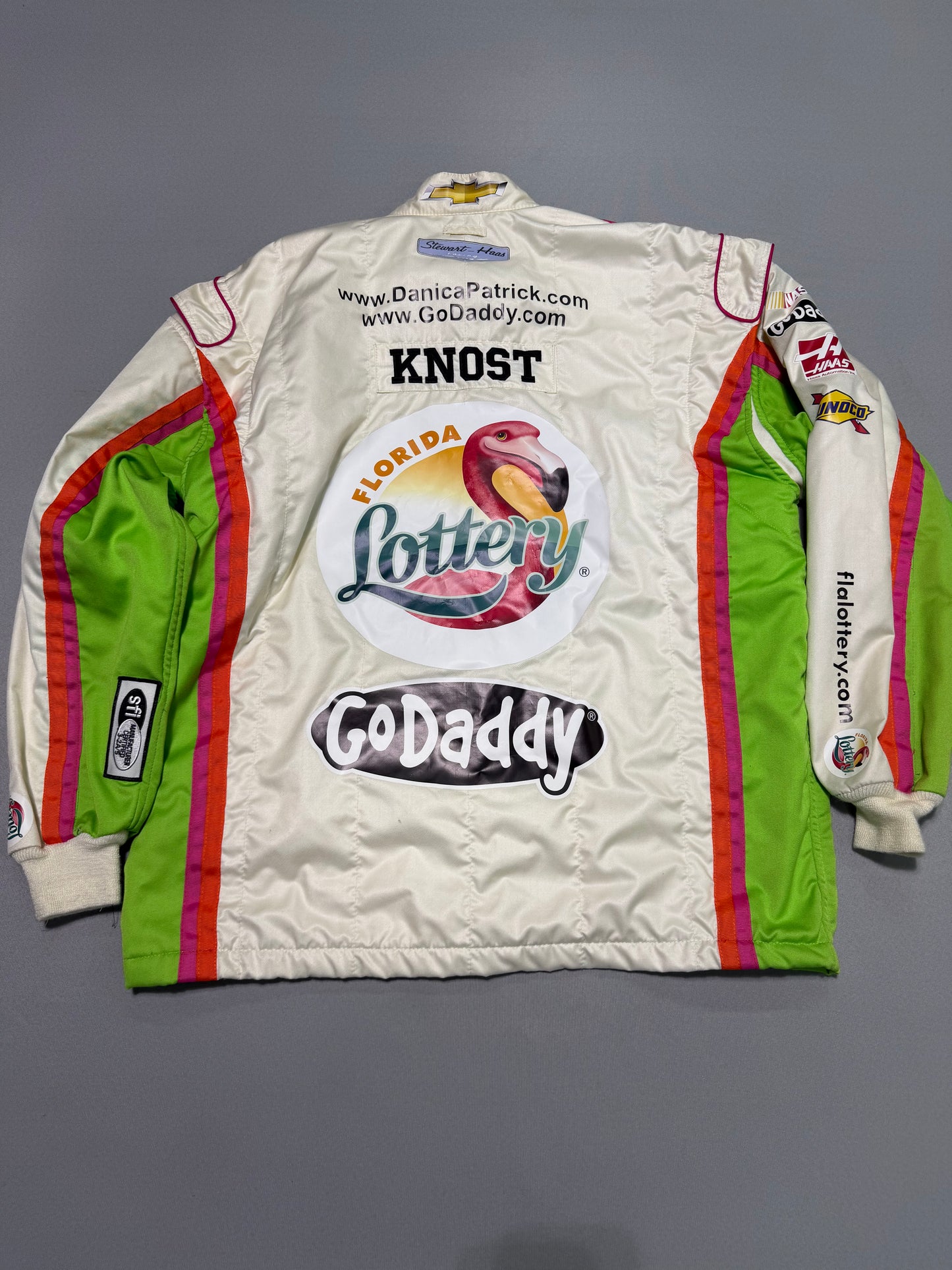 Danica Patrick #10 2014 Florida Lottery Go Daddy Nascar Crew Firesuit C-48 W-38 L-30