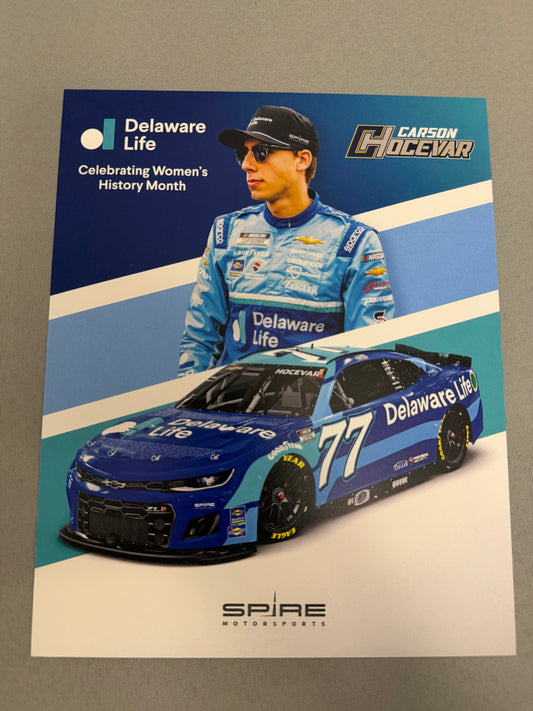 Carson Hocevar #77 2024 Delaware Life Women’s History Month Nascar Hero Card
