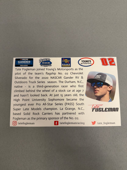 Tate Fogleman #02 2020 Solid Rock Nascar Hero Card