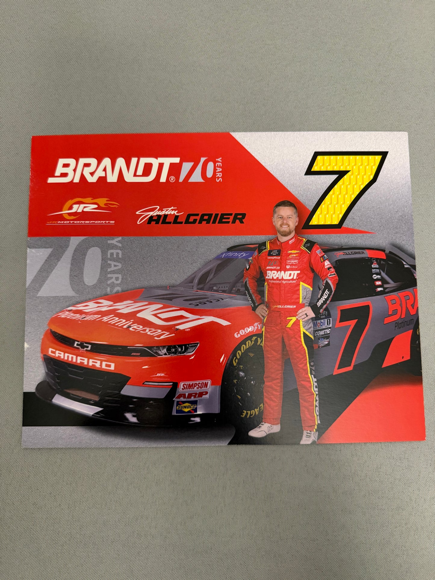Justin Allgaier #7 2023 Brandt Nascar Hero Card