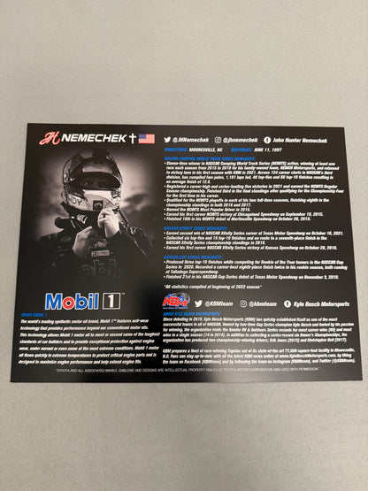 John Hunter Nemechek #4 2022 Mobil 1 Nascar Hero Card