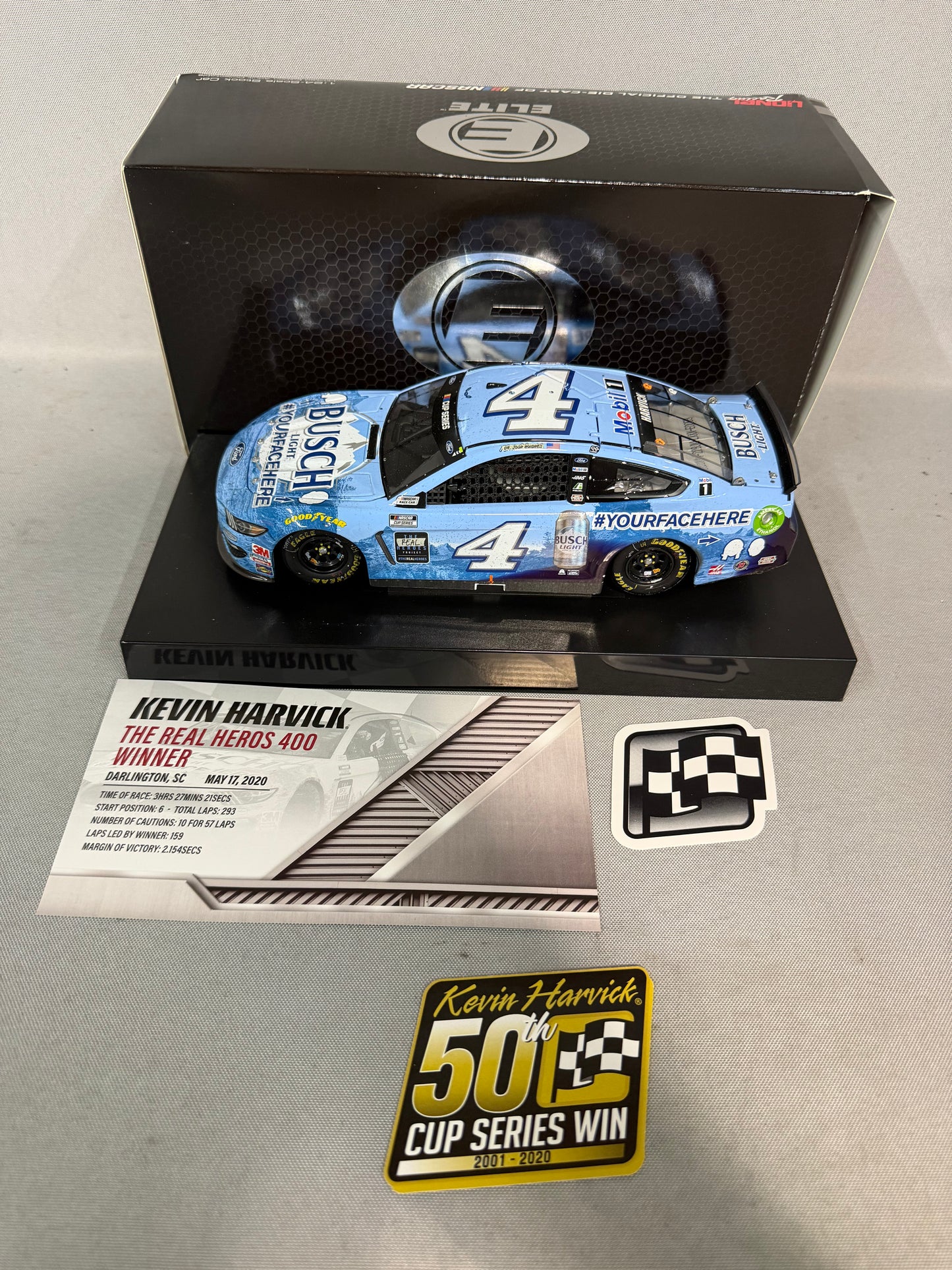 Kevin Harvick #4 2020 Darlington Win Busch Light Your Face Here Elite Nascar Diecast