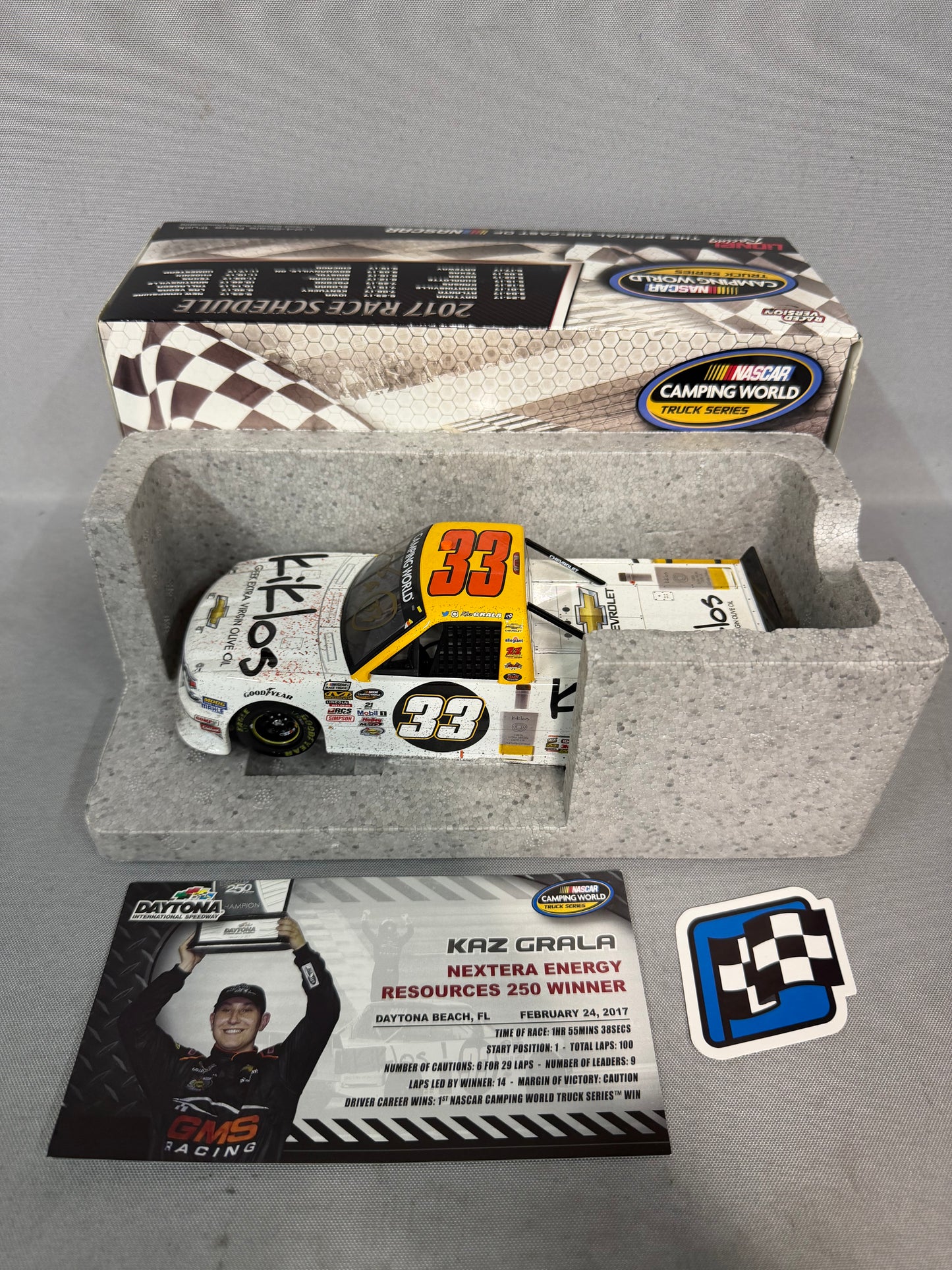 Kaz Grala #33 2017 Daytona Kiklos Greek Olive Oil Nascar Autographed Diecast