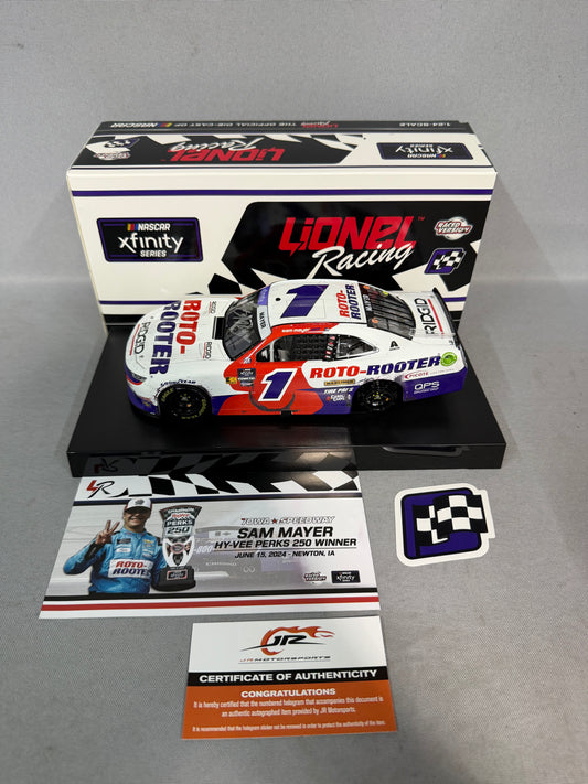 Sam Mayer #1 2024 Iowa Win Rotor Rooter Nascar Autographed Diecast