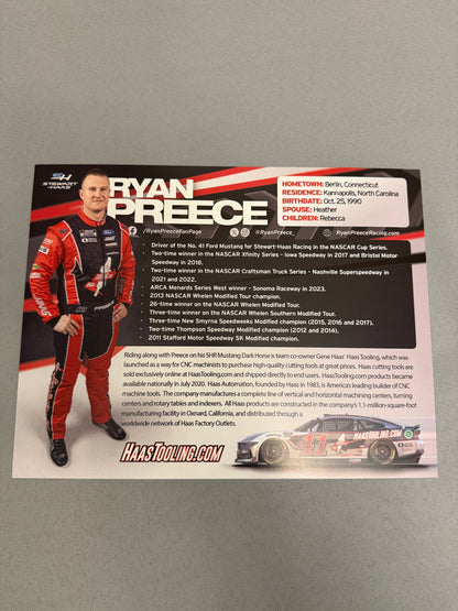 Ryan Preece #41 2024 Haas Tooling Nascar Hero Card