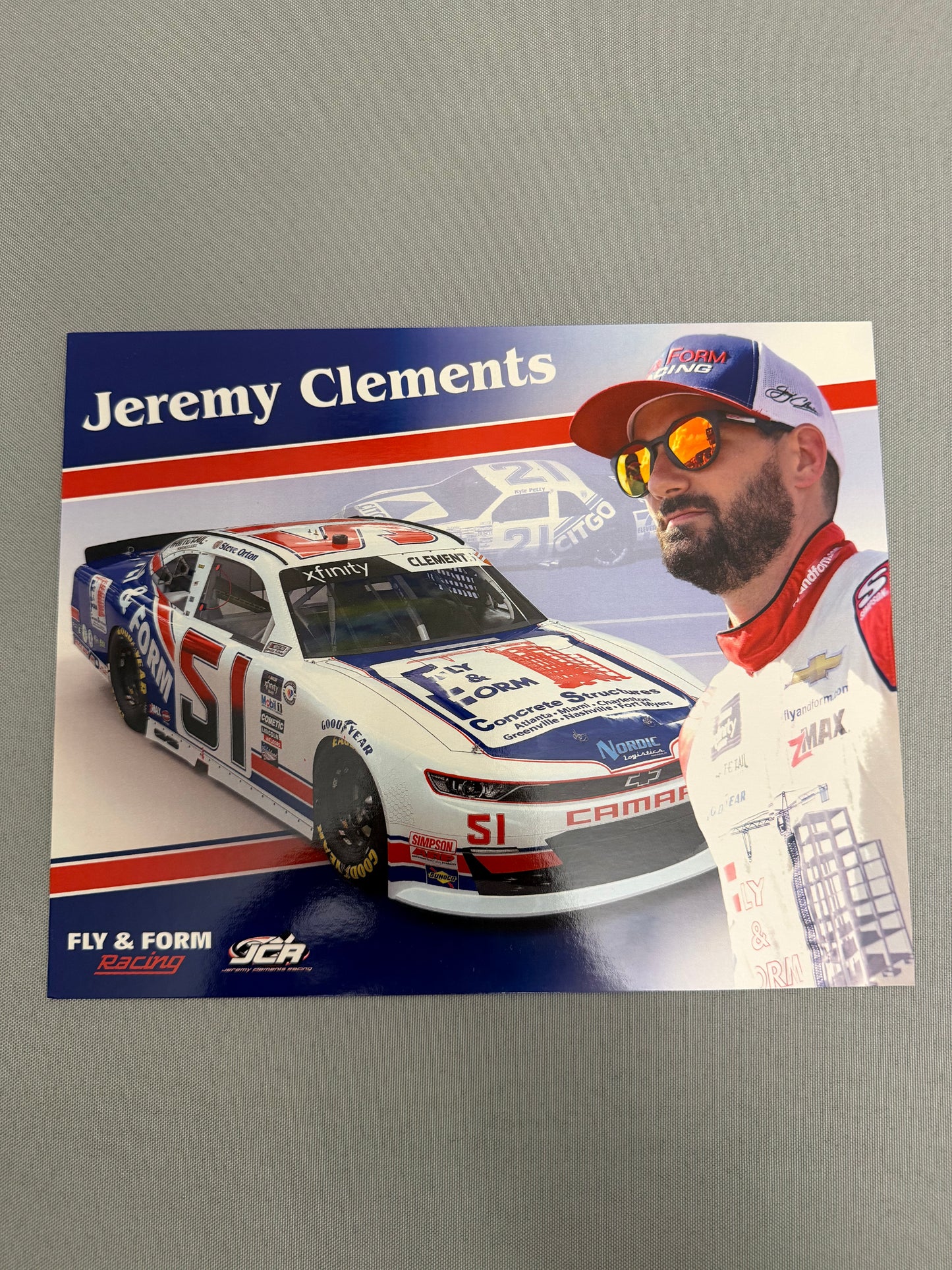 Jeremy Clements #51 Fly & Form Throwback Nascar Hero Card
