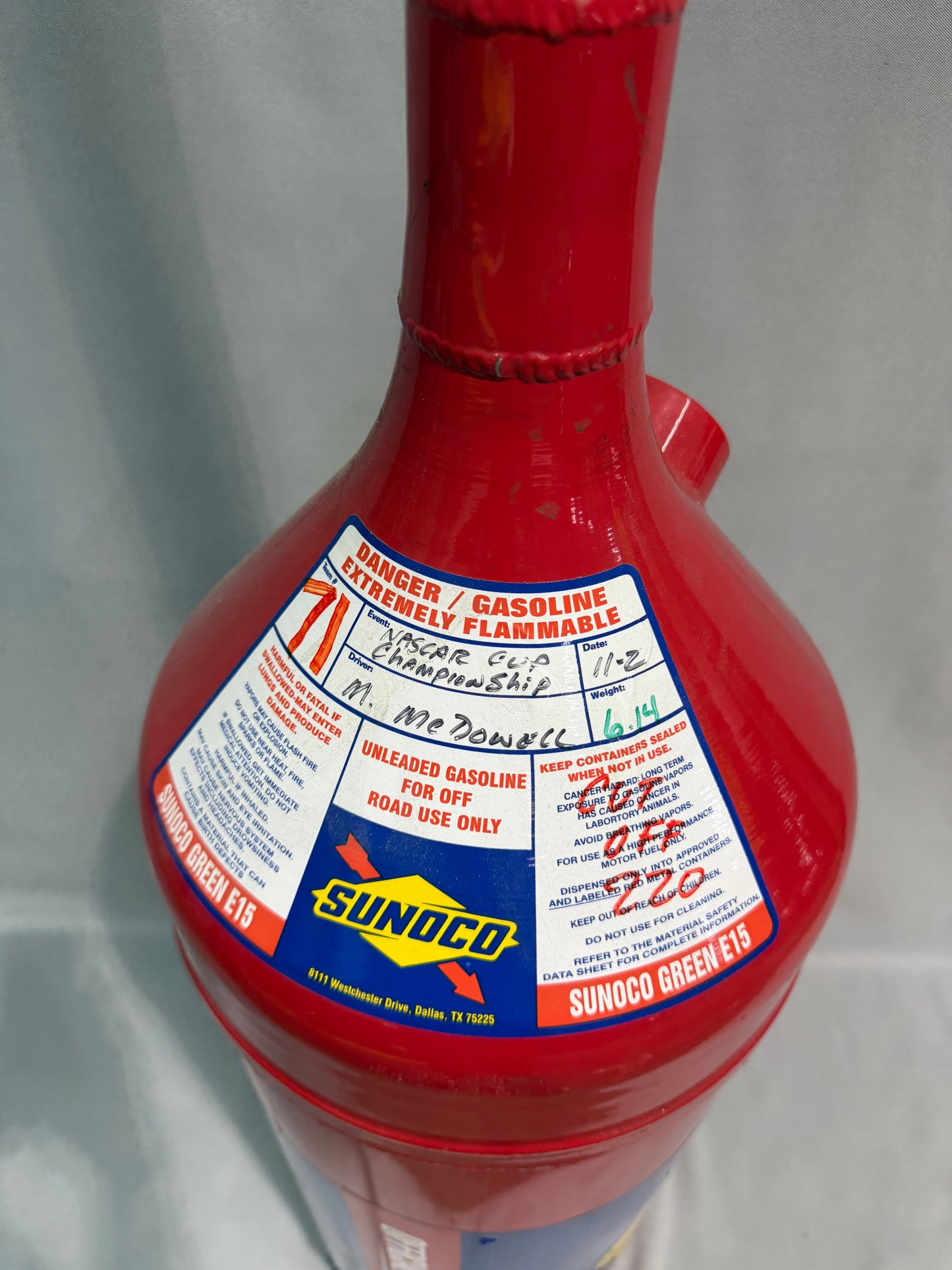 Michael McDowell #71 2025 Phoenix Nascar Sunoco Gas Can