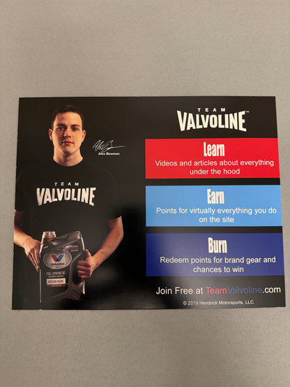 Alex Bowman #88 2019 Valvoline Nascar Hero Card