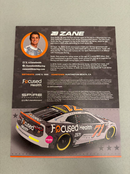 Zane Smith #71 2024 Focused Health Patriotic Nascar Hero Card