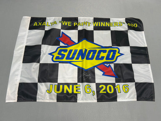 Kurt Busch #41 2016 Autographed Pocono Nascar Victory Lane Checkered Flag