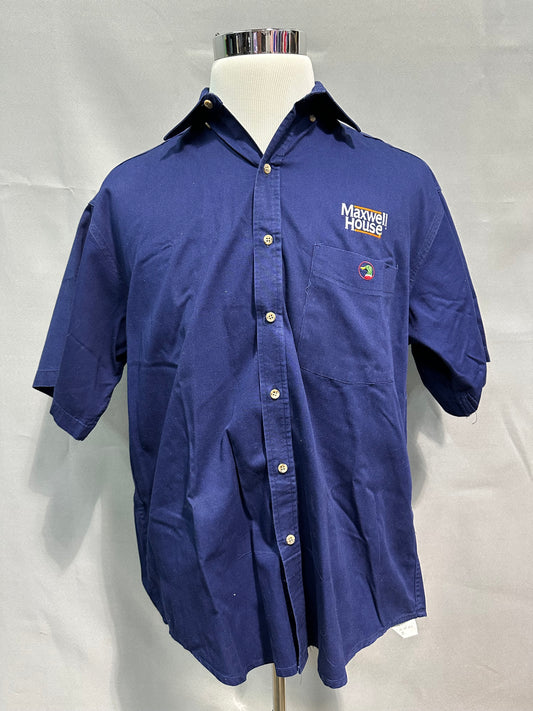Bobby Labonte #22 Maxwell House Nascar Team Issued Button Up Shirt Size Medium